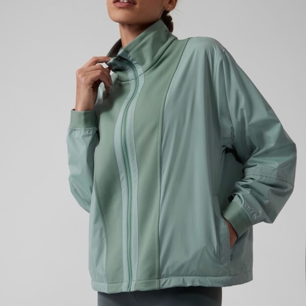 ATHLETA Minimalistic Gray Evolve Hybrid Fleece‎ Full-Zip Travel Jacket Size M
